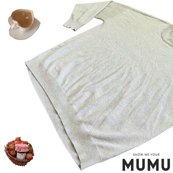 Show Me Your MuMu Classic M Crewneck Sweater Cuffed Sleeves Silver Metallic - Picture 9 of 14